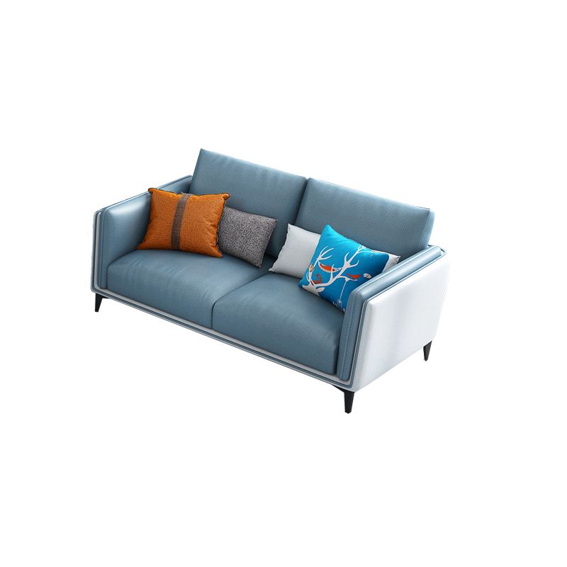 Zeitgenössisches gepolstertes Sofa Blue genähte Kissen Rückencouch mit Smokingarm