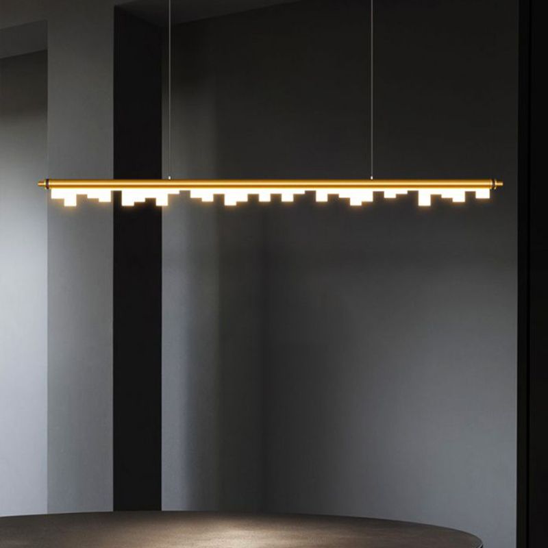 Matte Effect Tubular Metal Island Lighting Simple Style LED Ceiling Light with Acrylic Shade