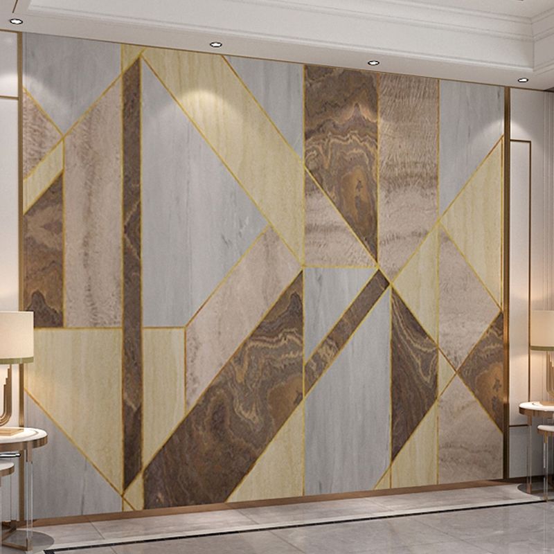 Simple Geometries Mural for Living Room Bedroom Wall Decor in Grey and Yellow, Made to Measure