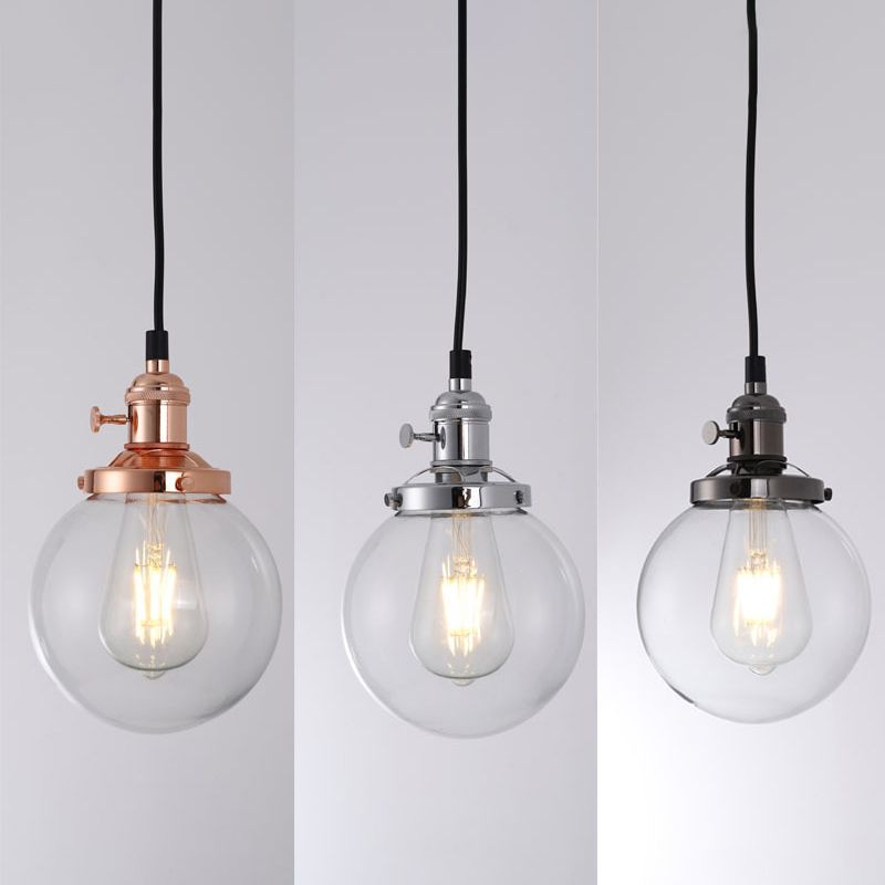 Lampada a sospensione del globo di ferro elettroplate in vetro a 3 luci a 3 luci in stile retrò industriale