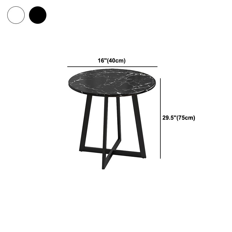 23.6"/27.5" Tall Modern Metal Cross Legs Round Black/White Wood Top Coffee Table