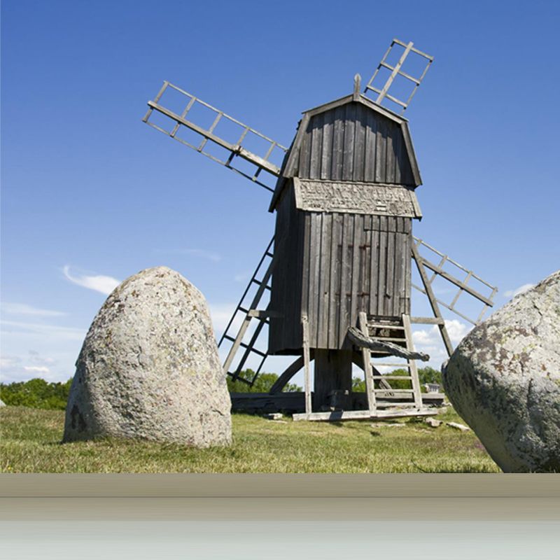 Delectable Windmill Mural Wallpaper for Dining Room Spring Wall Decor, Customised