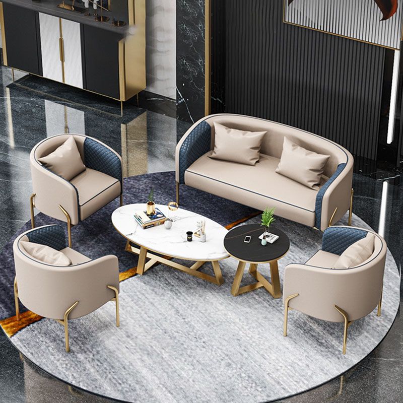 Modern 22.83" Wide Sofa Faux Leather Sloped Arm Sofa for Living Room
