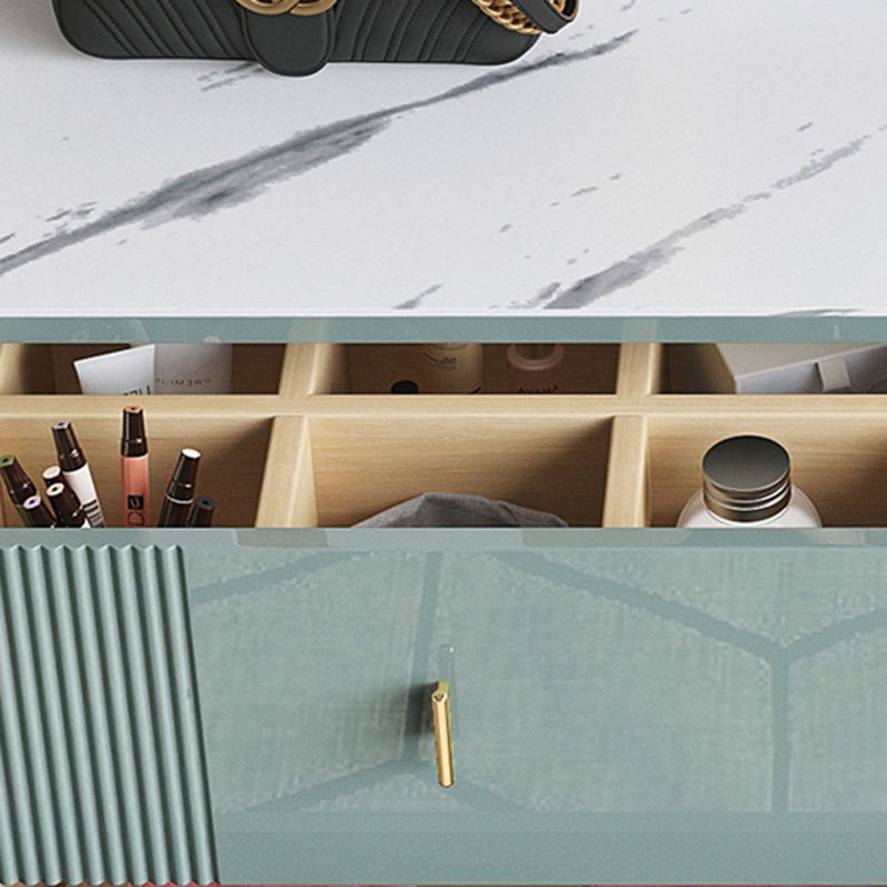 16" W Horizontal Double Dresser Bedroom Slate Top Storage Chest with Drawers