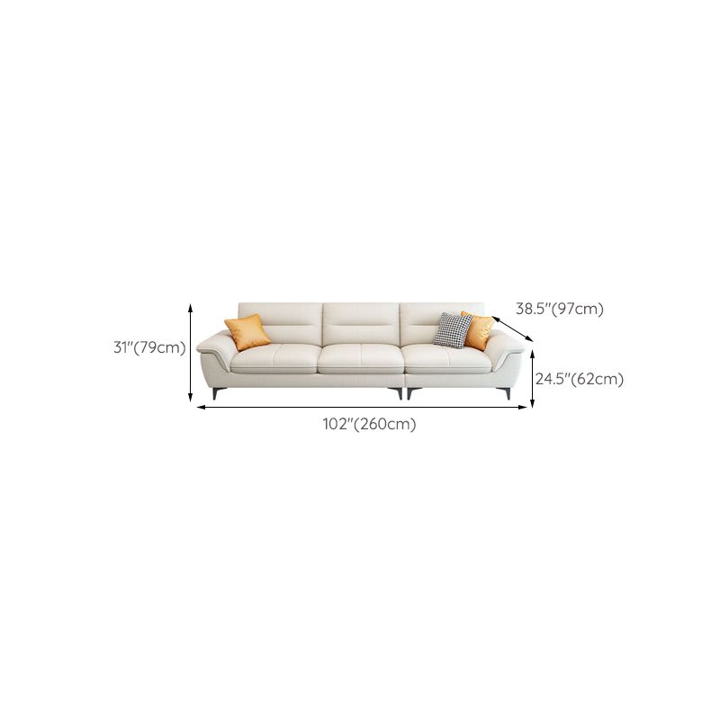 Stain-Resistant Sectional Sofa for Living Room in White with Pillow Top Arm