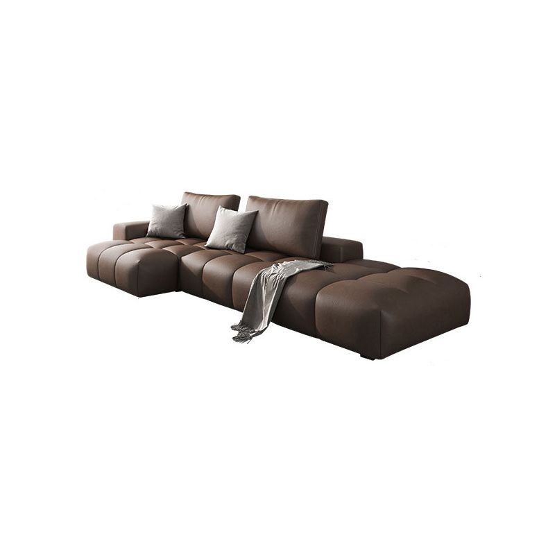 Faux Leather Pillow Back Sectional Brown/Black 106.29" Wide Sectional