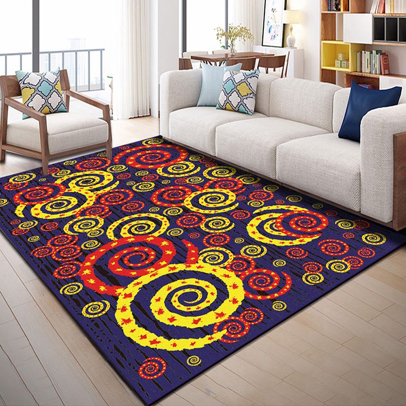 Native American Patterned Rug Multi-Colored Polyester Carpet Machine Washable Pet Friendly Non-Slip Backing Rug for Room