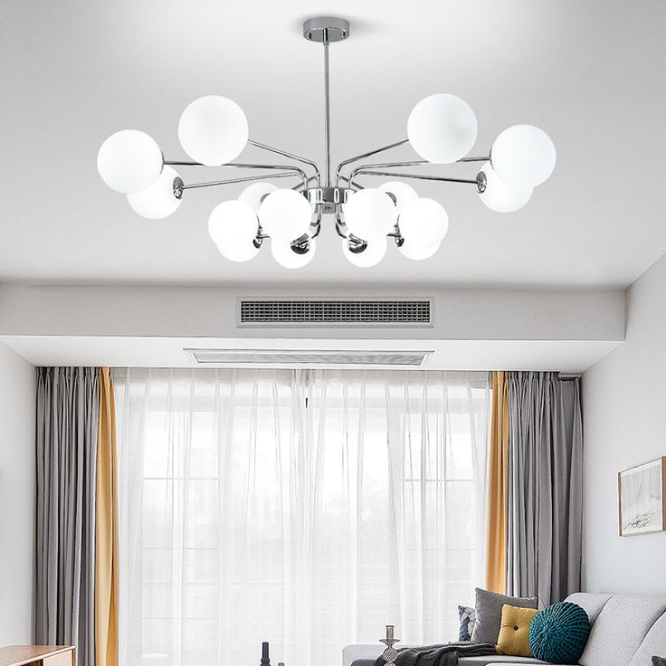 Designer Style Globe Chandelier Lighting Multi-Head Suspension Pendant Lamps with Glass Shade