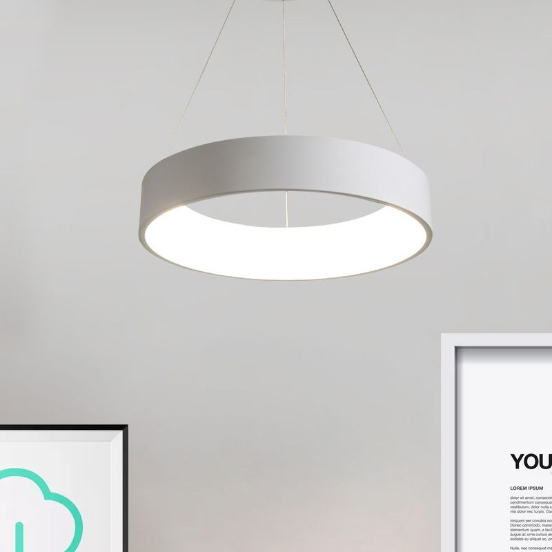 Circular/Squared Metal Pendant Ceiling Light Simple 1 Head Gray/White Ceiling Hanging Lamp in Warm/White/Third Gear Light, 18"/23.5" Wide