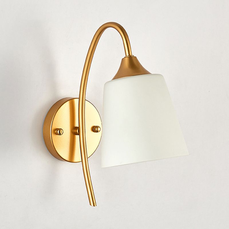 Cône / Tulip Livrée Lampe murale minimaliste Verre ivoire en or 1-Light Gold Golylock Appince Éclairage