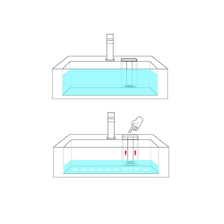 Modern Bathroom Sink Pop-Up Drain Porcelain Solid Color Rectangular Vessel