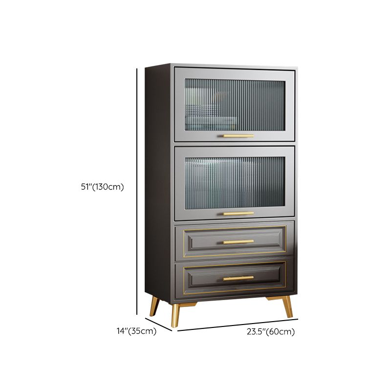 Contemporary Grey Cabinet with Glass Door and 2 Soft Close Drawers