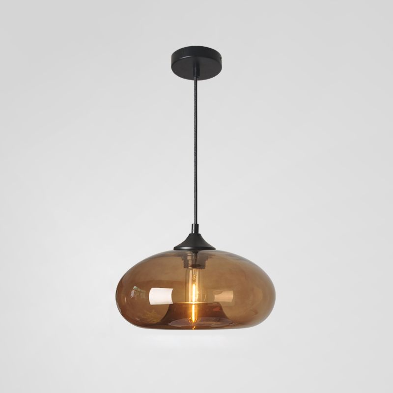 Moderne creatieve single hanging lamp smeedijzeren trommel hanglamp met glazen schaduw