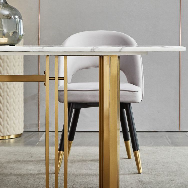 Modern Marble Top Dining Table Set Rectangle 1/4/5/7 Pieces Dining Table with Chairs