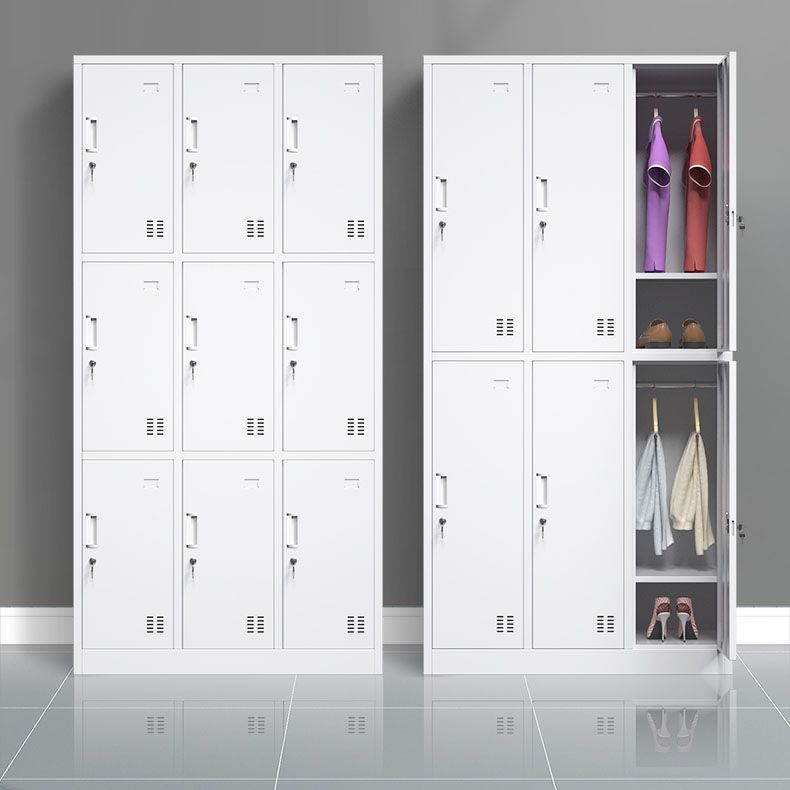 White Hinged Wardrobe Armoire Steel Storage Cabinet for Bedroom