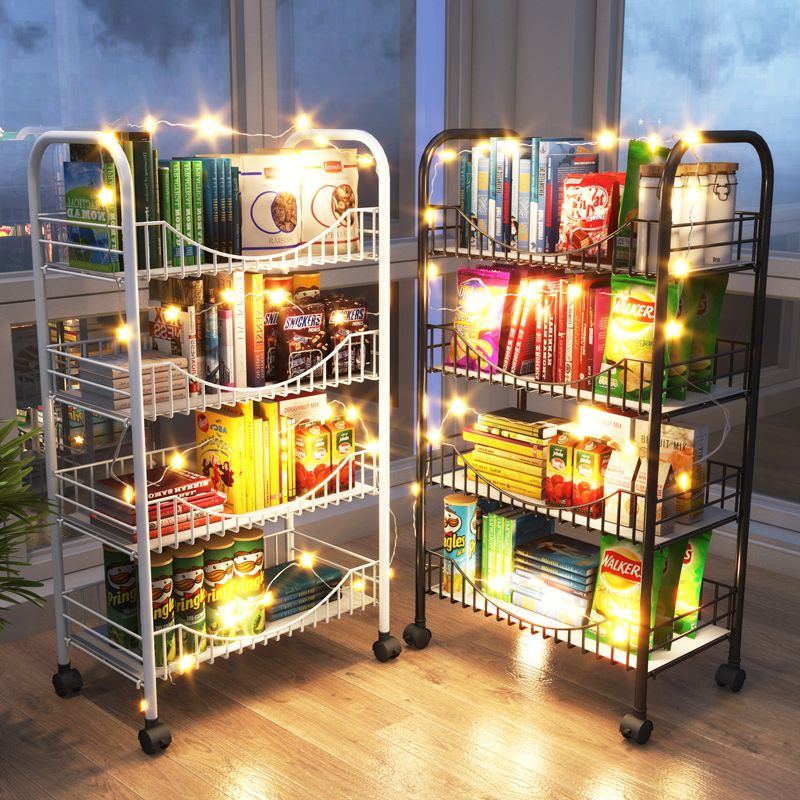 10.63"W Bookshelf Contemporary Style Bookcase with Casters for Home Office