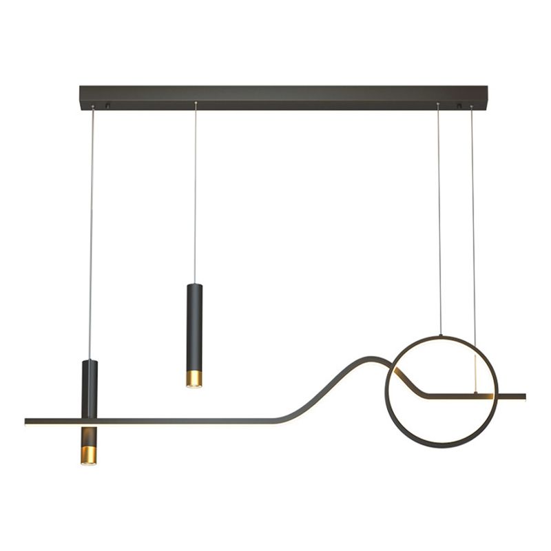 Modern Simplicity Linear LED Island Light Wrought Iron Pendant Light with Silicone Shade