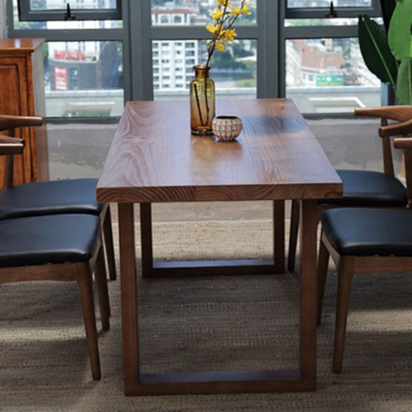 Rectangle Double Base Dining Table Industrial Wood Table for Kitchen