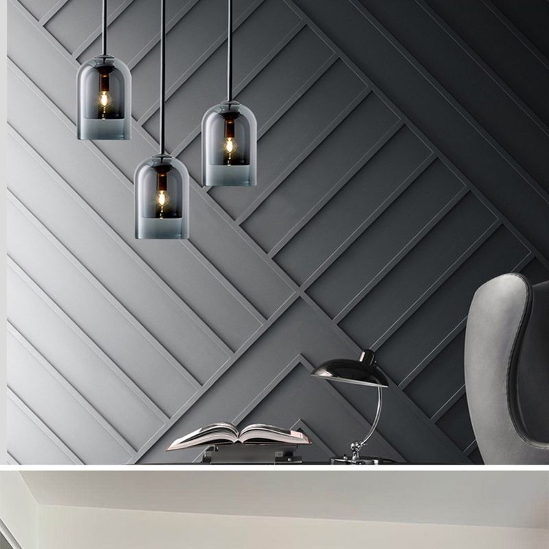 Lampe suspendue à la cloche artistique moderne avec une teinte en verre double en verre