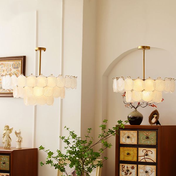 Contemporary Style Geometry Pendant Lighting Glass Hanging Chandeliers in Gold