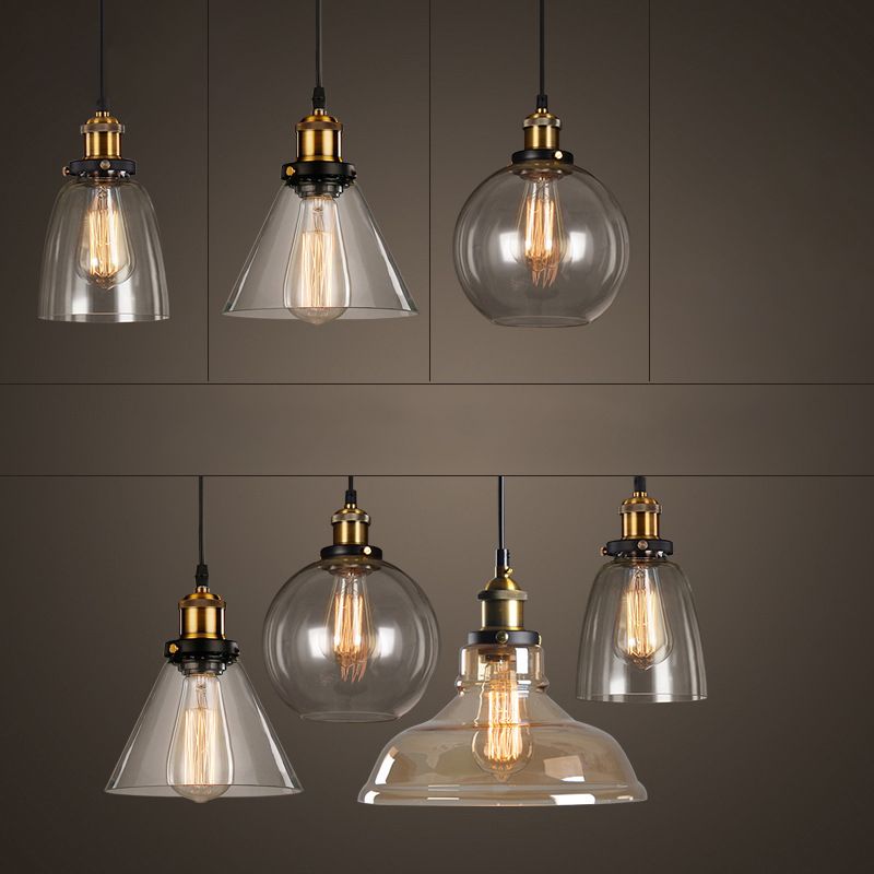 Luci a sospensione sospesa Vintage Style Industrial Style1 Pendanti leggeri con tonalità di vetro per camera da letto