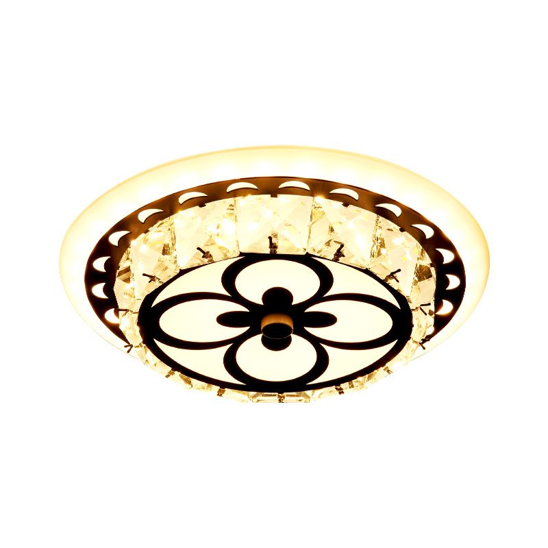 Round/Square Flush Mount Lamp Modernist Crystal Block LED Corridor Ceiling Lighting in Chrome