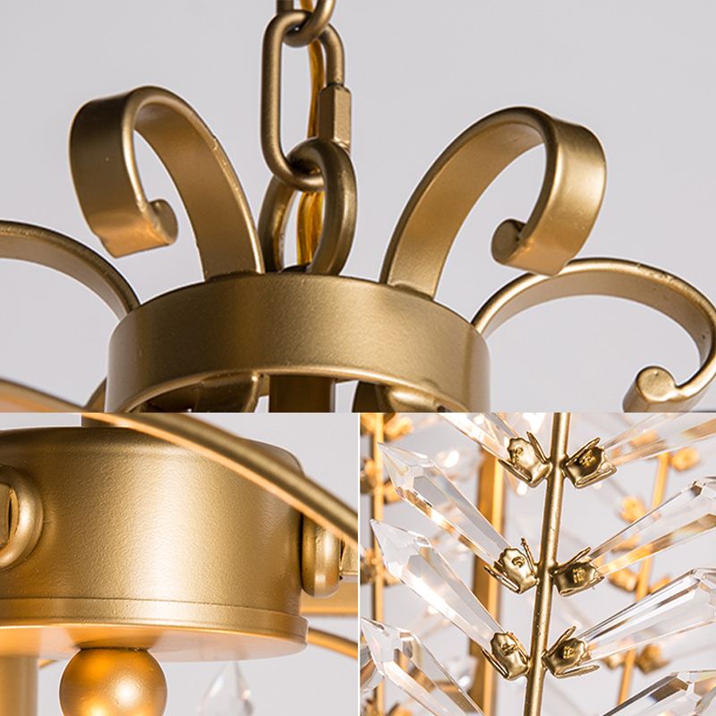 3 Lichter sechseckiger Anhänger Beleuchtung rustikaler antiquierter Goldkristallkronleuchter für Wohnzimmer