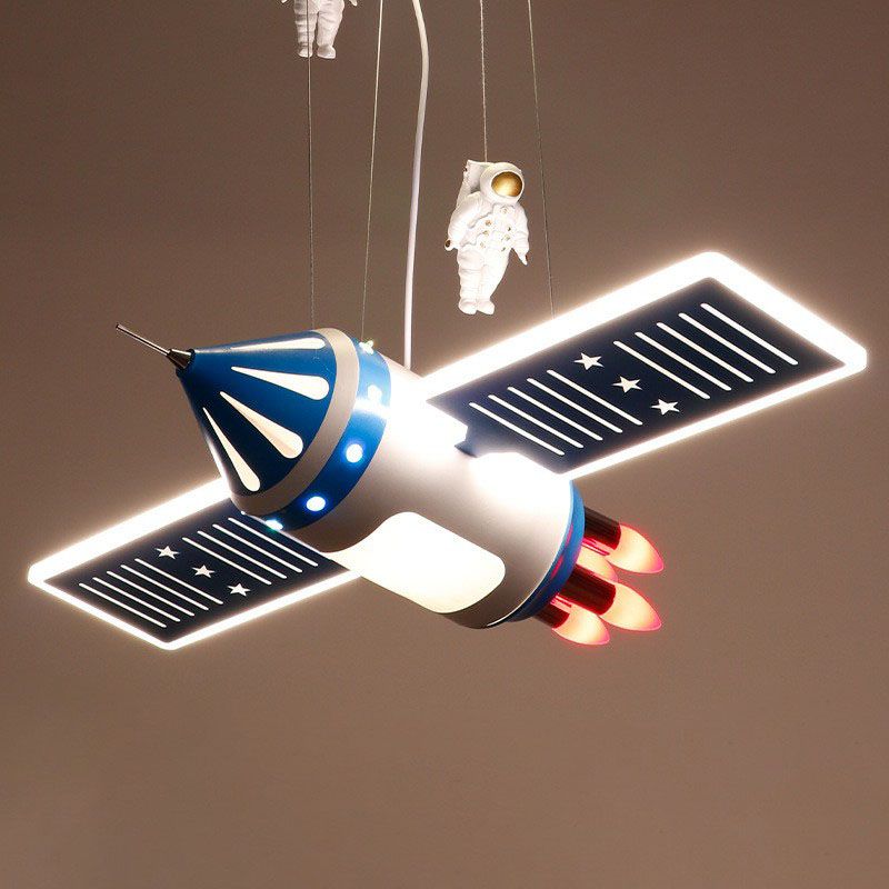 Lámpara de araña satelital moderno acrílico habitante de acrílico LED colgante con astronauta decorativo