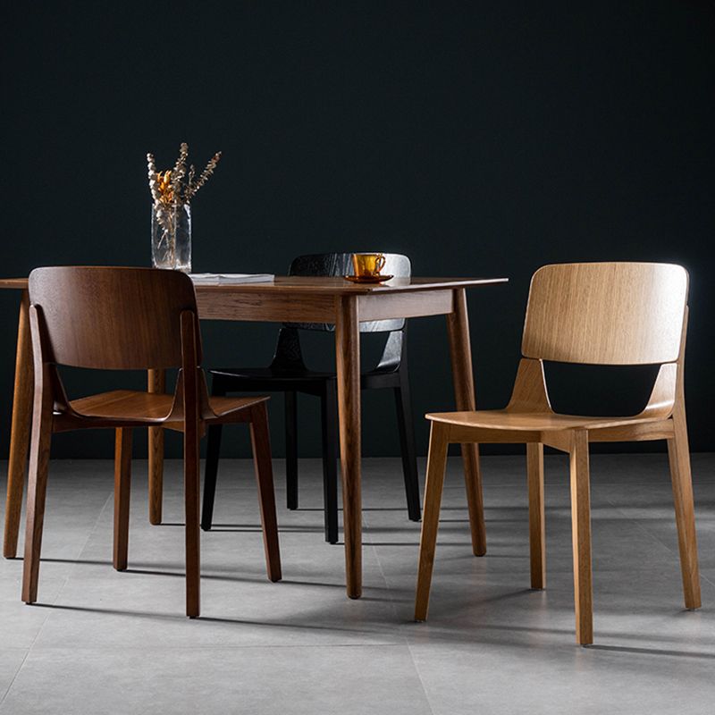 Silla de comedor de madera moderna con respaldo abierto, sillas laterales sin brazos para el hogar