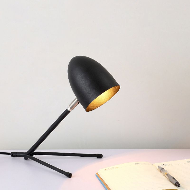 Bullet Head Rotatable Task Lighting Nordic Metal Single Silver Grey/Black Desk Lamp with Oblique Design