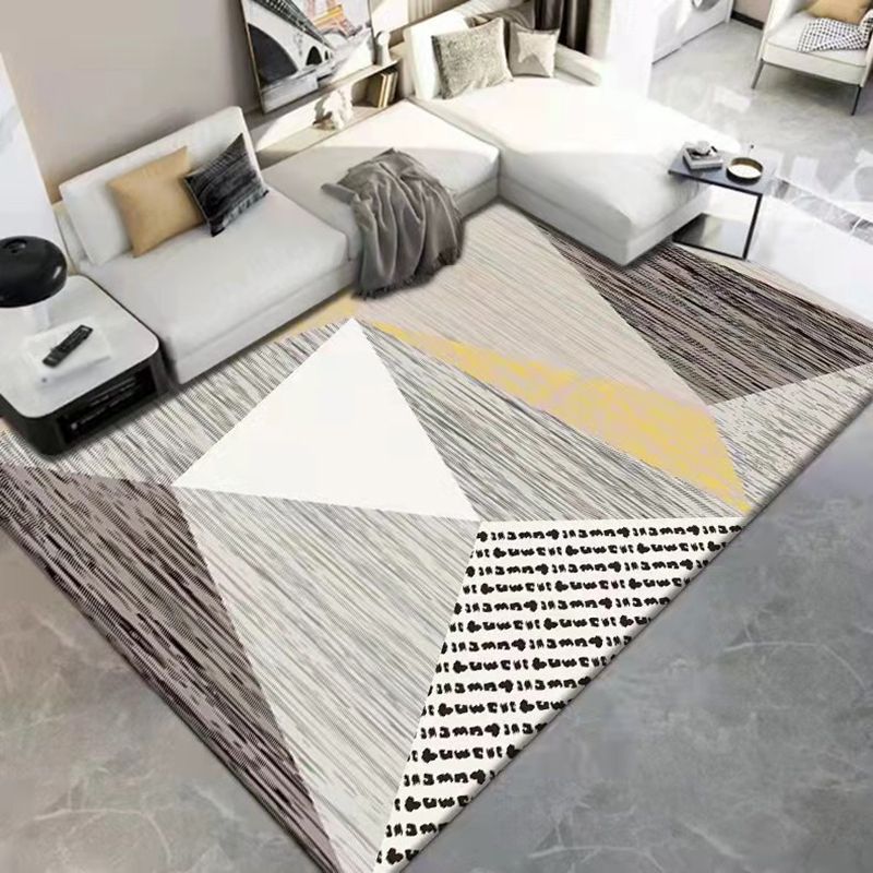 Dark Gray Modern Rug Polyester Geometric Scheme Rug Washable Rug for Drawing Room