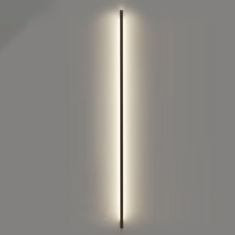 Modern Line Shape Wall Mounted Light 1 Light Metal Flush Mount Wall Sconce in Black Finish