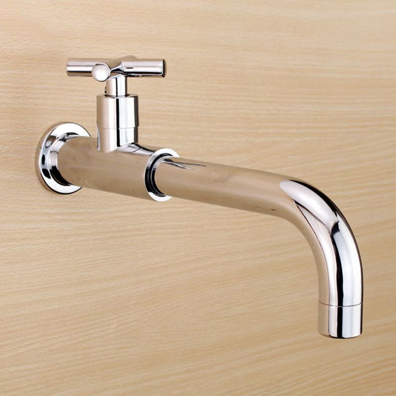 Contemporary Wall Mounted Bathroom Faucet Cross Handle Solid Brass Faucet
