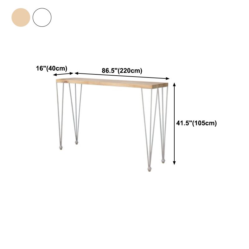 White Wood Top Counter Table Gold 4 Legs Industrial Bar Table for Dining Room