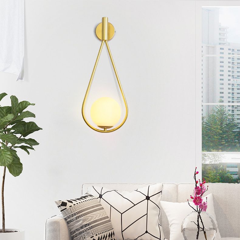 Glass Sphere Wall Sconce Modern Minimalism 1 Light Living Room Suspender Wall Lighting