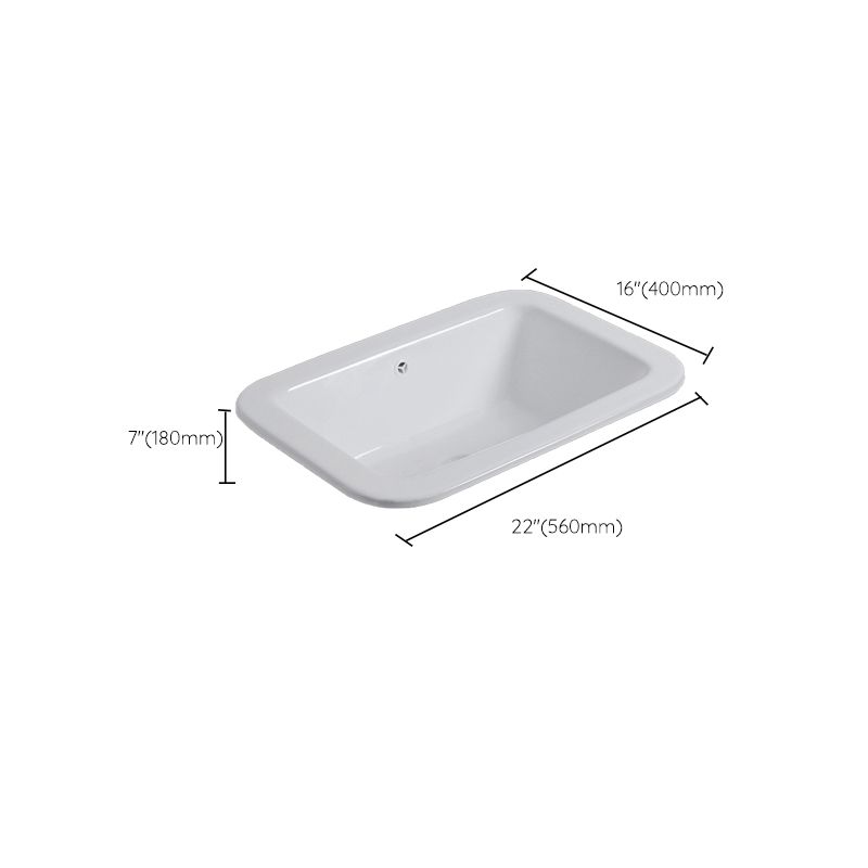 White Drop-in Bathroom Sink Porcelain Wash Stand with Shut-Off Valve