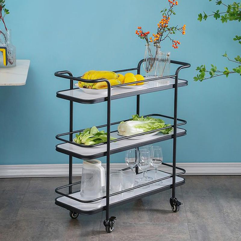 Modern Rolling Prep Table Metal Rectangular Prep Table for Home Use