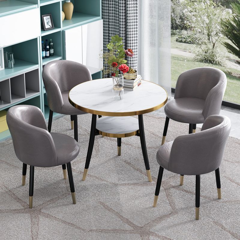 Mesa de comedor redonda contemporánea de metal mesa de comedor de madera fabricada con piernas