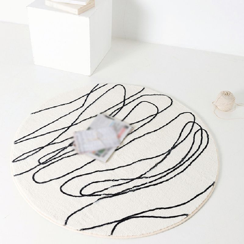 Simple Abstract Line Round Rug Machine Washable Area Carpet for Living Room Rug