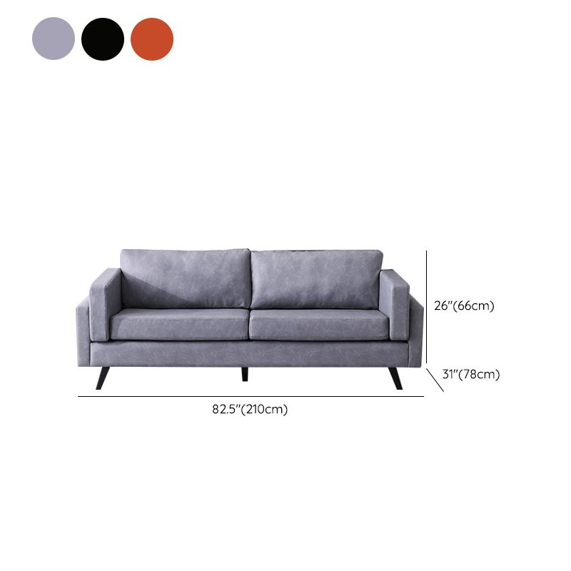 Leather Pillow Back Sofa Square Arm Apartment Seating for Living Room