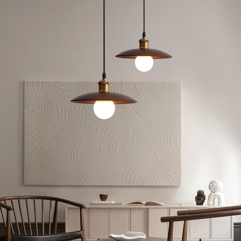 Untertassen -Form der Deckendeckel Anhänger Lampe Holz 1 Glühbirne Einfachheit hängend Licht hängen