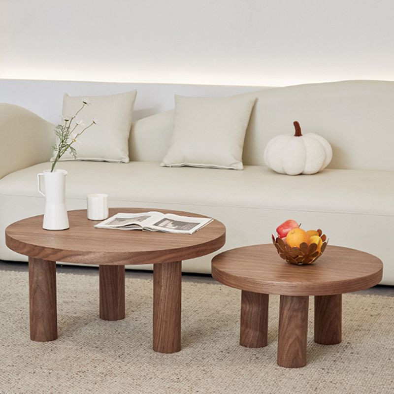 Scandinavian 3 Legs Coffee Table Round Wooden Coffee Table Set for Home