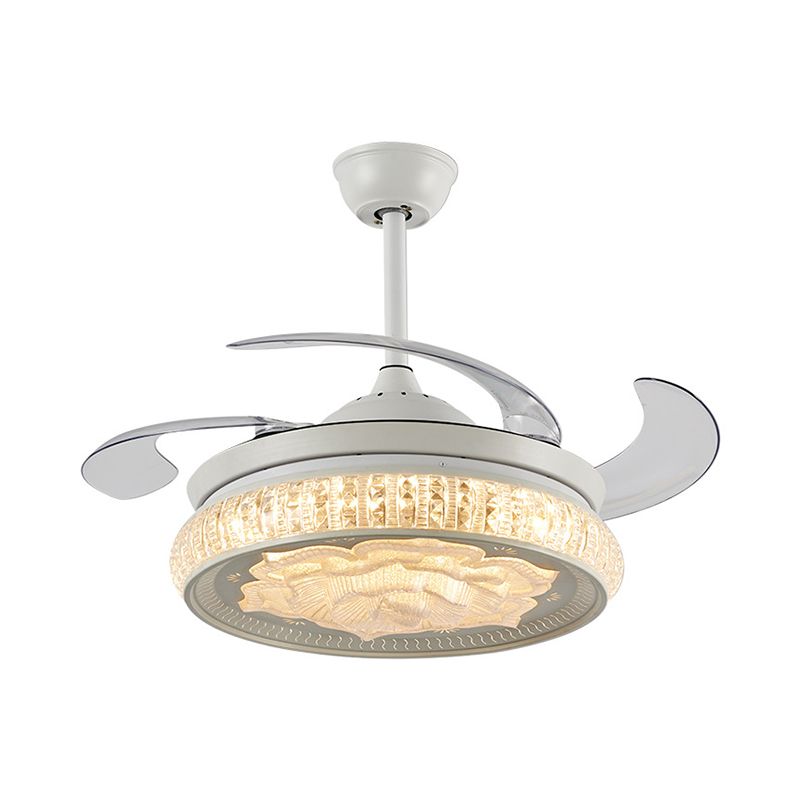 Luce ventola del soffitto bianco rosa semplice LED LED CRYSTAL SEMI FLUSH LAMPORE MONTRO CON CONTROLLO REMOTO/CONTROLLO DELLA parete/Remoto+Controllo della parete