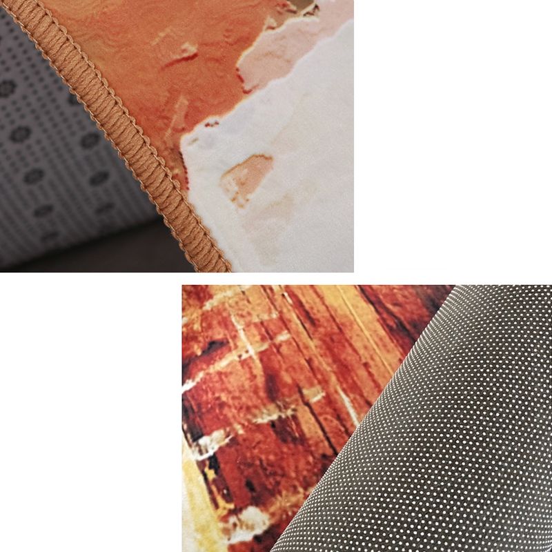 Brown Indoor Room Area Rug Contemporary Abstract Carpet Polyester Anti-Split Rug