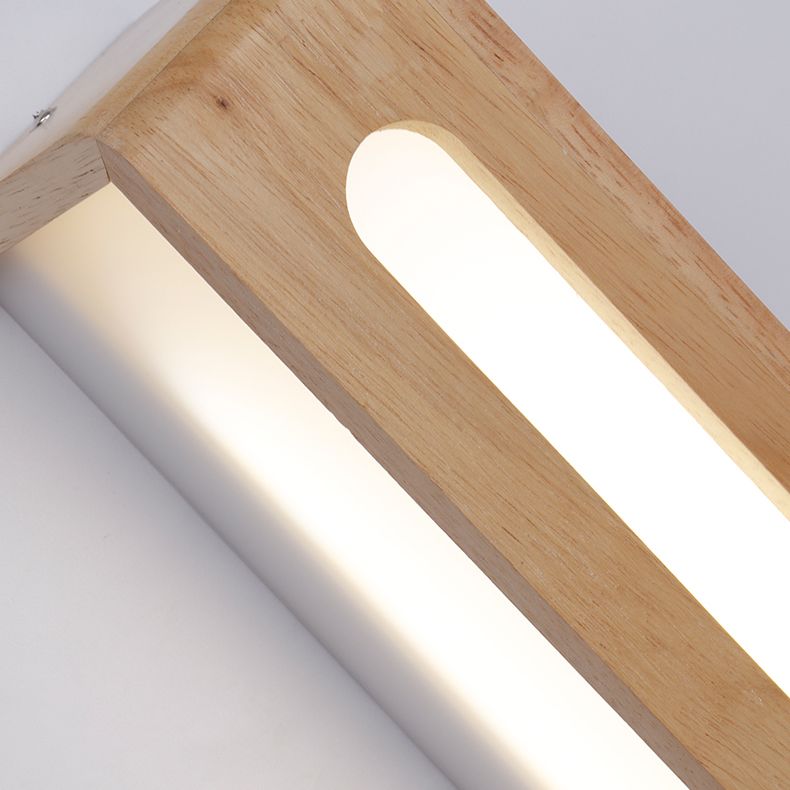 Simplicity Rectangle Vanity Mirror Lights Wood Wall Light Fixtures for Bathroom
