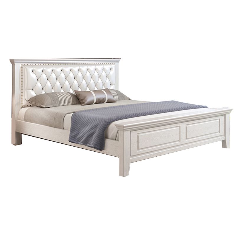 Contemporary Wood and Upholstered Bed Rectangular Standard Bed with Custom Gold Legs