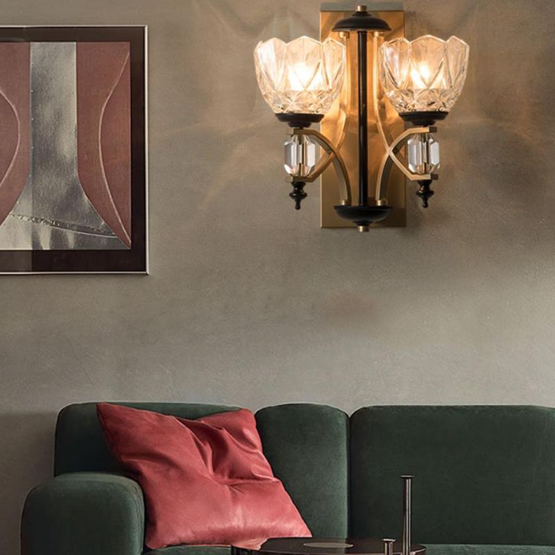 ARME CURVE SPCONCE METAL LEIL TRADITIONNEMENT 2 TEMPLES ÉCLAIRAGE MUR LASS AUCUNE AVEC DOME PRISMATIQUE DE VERRE