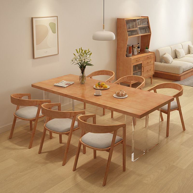 Rectangle Acrylic Base Dining Table Medieval Modern Style Wood Table for Kitchen