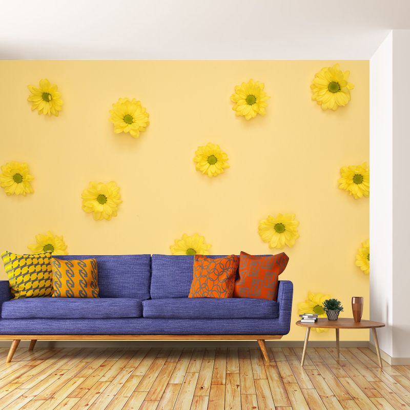 Flower Blossom Murals Modern Wall Covering for Sitting Room, Water Resistant