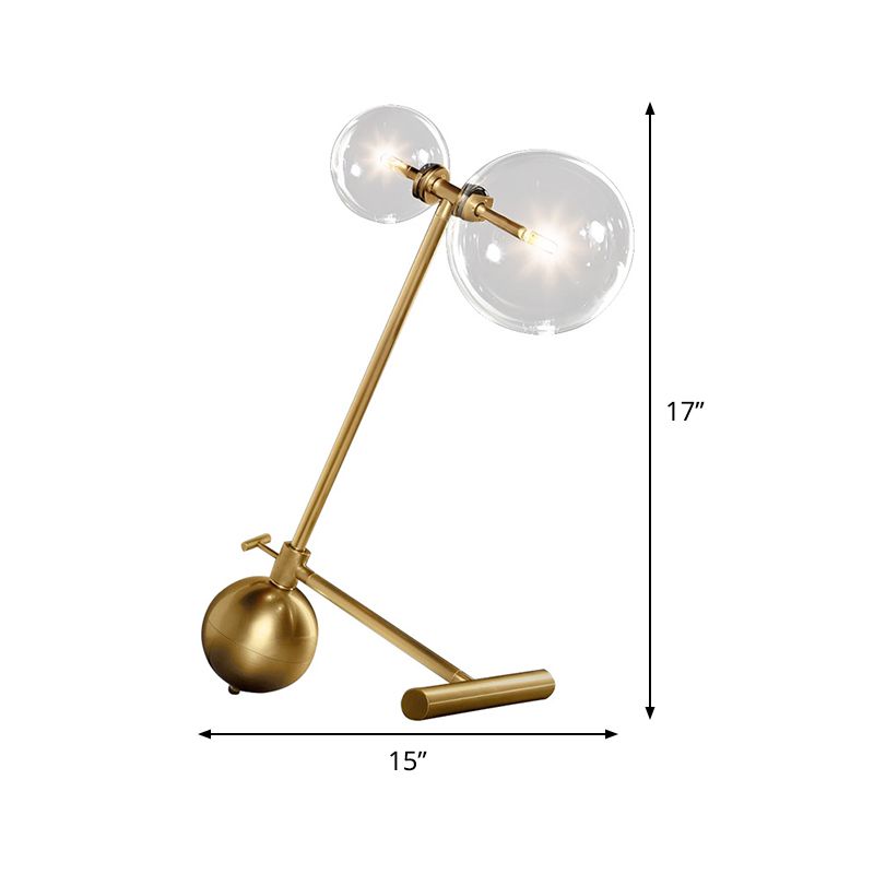 Gold Orb Nightstand Lamp Simplicity 1 Bulb Metal Night Table Light with Clear Glass Shade